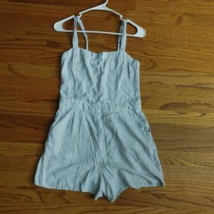 Hollister Blue and White Striped Hollister Romper